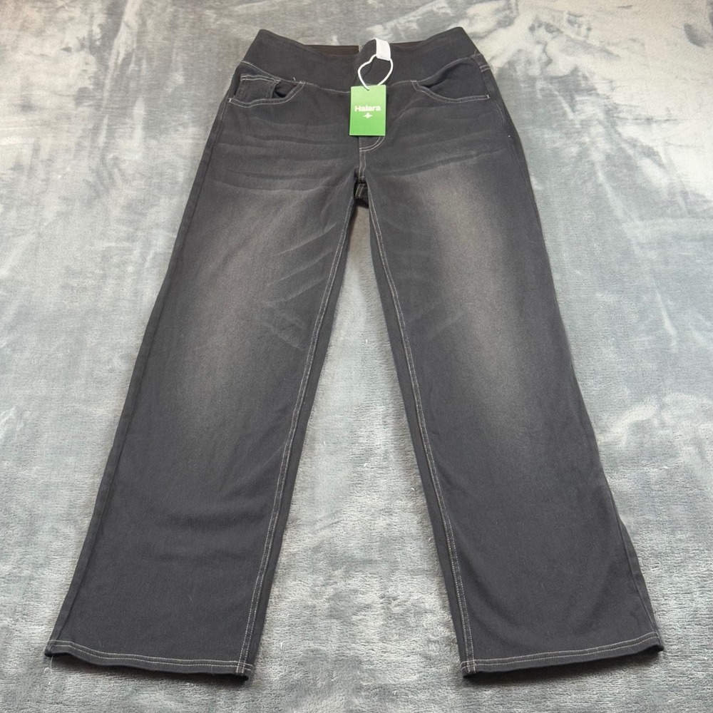 Halara Women Small Black High Waisted Wide Leg Pull On Denim Pants NWT